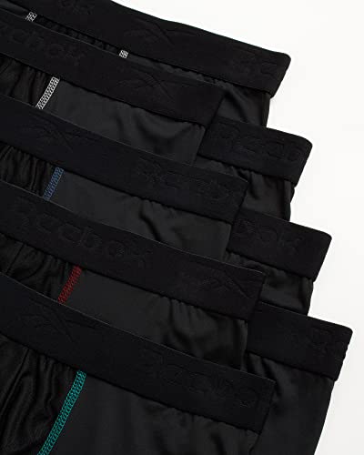 Reebok Men's Underwear - Performance Boxer Briefs with Fly Pouch (8 Pack), Size X-Large, All Black With Contrast2