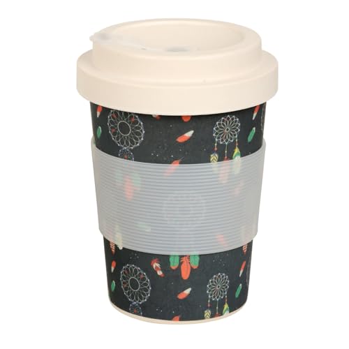 Image of Eco-Friendly Bamboo Fibre Travel Reusable Coffee Mug with lid 350 Ml (Dreamcatcher)