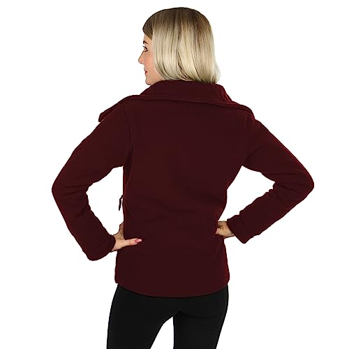 ALPIDEX Damen Fleecejacke Hoher Stehkragen Daumenlöcher Tailierte Winter Fleece Jacke Antipilling Warm Weich Full Zip Fleecepullover Microfleece Wandern Outdoor, Größe:S, Farbe:Bordeaux