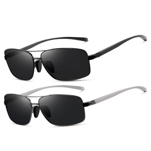 kimorn Polarized Aviator Sunglasses for Men Lightweight Rectangular Metal Frame Sun Glasses UV400 Protection AE1784