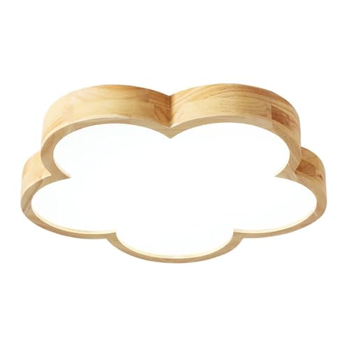Plafonnier LED en bois massif au design floral épuré pour le salon