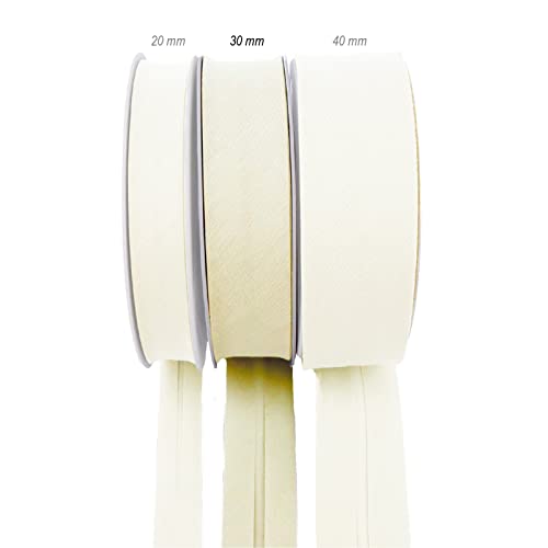TEXTEX = 30mm Wide Bias Binding Tape. 50% Cotton and 50% Polyester. 10m Piece - (Light Yellow) - Image 2