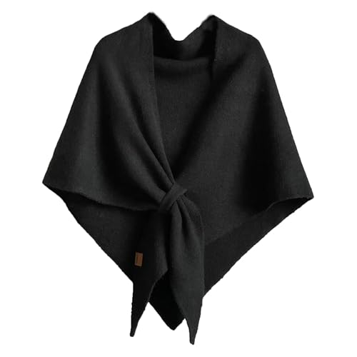 Pashmina scialle da donna, cardigan lavorato a maglia, scialli, mantello, scialle misto lana, scialle in cashmere con spalle in pile, Nero , One Size:74 in Pashmina scialle da donna, cardigan lavorato a maglia, scialli, mantello, scialle misto lana, scialle in cashmere con spalle in pile, Nero , One Size:74 in