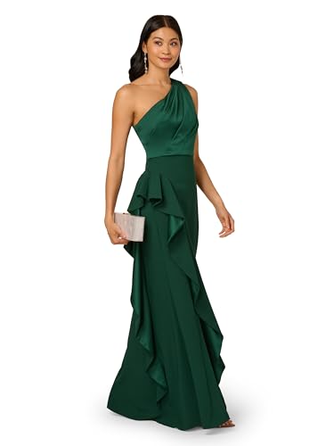 Image of Adrianna Papell Women's One Shoulder Satin Crepe Gown