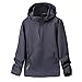 Men's Fashion Hooded Rain Jacket with Pockets Regular Fit Long Sleeve Solid Color Zipper Hoodie Thin Coat Outdoor Travel Waterproof Windproof Mountaineering Overcoat Big&Tall A-Grey