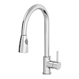 Sauber® Baden Kitchen Sink Mixer Tap Pull Out Dual Spray Head 180 Degree Swivel Spout Brass Body Single Lever for Sinks Taps Modern Round, Chrome