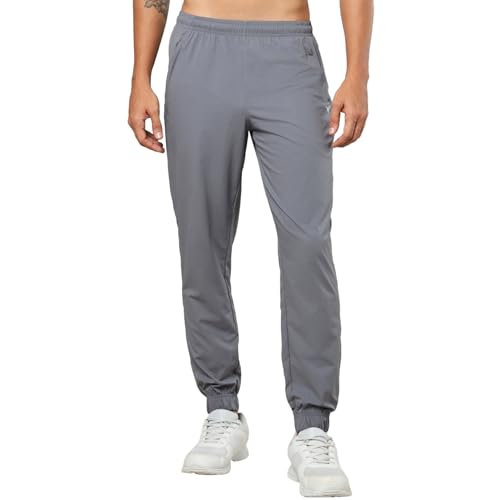 Image of TECHNOSPORT Men Mid Rise Regular Fit Solid Stretchable Joggers, Techno Dry for Regular Use and Sports