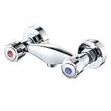 Jonikuper Wandmontiertes Mischventil aus Messing mit Doppelgriff und Chrom-Finish, 150 mm Lochabstand, G1/2-Auslass für Badrenovierung (B)