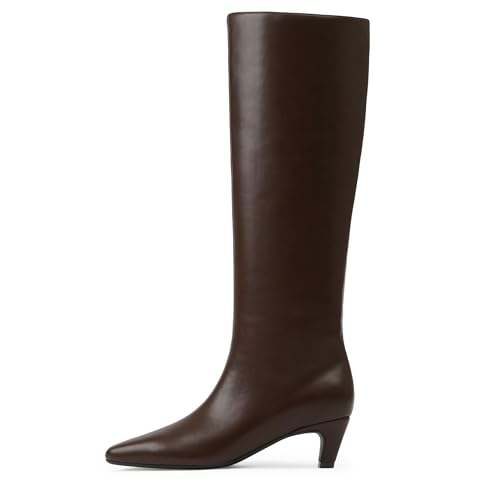 Modatope Knee High Boots Women Square Toe Kitten Heel Tall Boots Womens Fashion Long Boots