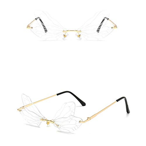Image of ENTHYI Dragonfly Wing Shape Sunglasses for Women /Men Frameless Irregular Glasses Shades Party Sun Glasses
