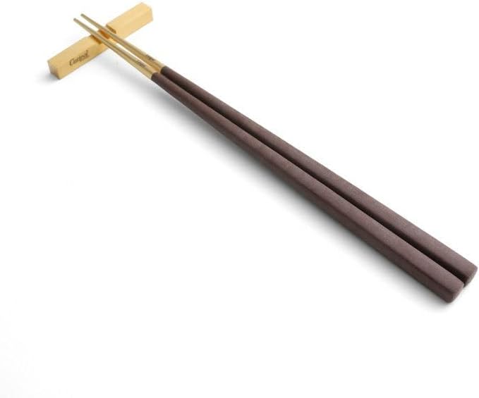 Cutipol KUBE KU39BGB Chopsticks + Chopsticks Rest Set, Set of 2, Brown Gold