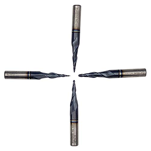 Foos - Tapered Angle Ball Tip - 1/4 Shank -Solid Carbide - TiAIN Coated Router Bits (4 Piece Set 1.0mm; .75mm; .5mm; .25mm;)
