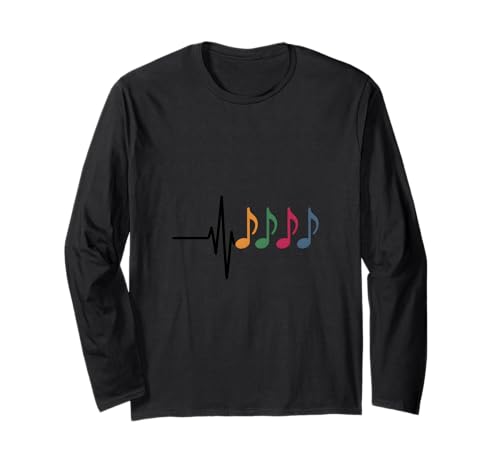 minimalist vector Heartbeat pulse music notes men women kids Manga Larga