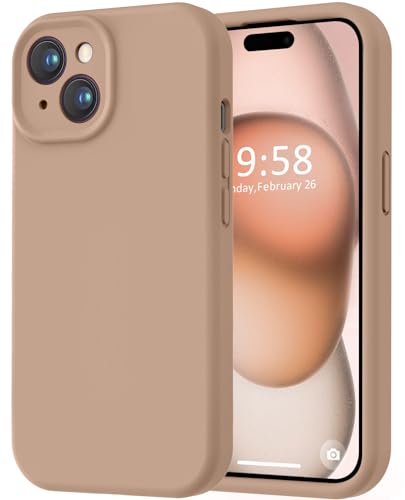 Image of LOVE 3000 Compatible with iPhone 15 Case, [Smooth Silicone Full Coverage Camera] [8ft Drop Protection], Soft Microfiber Lining Full Body Protective Case for iPhone 15 6.1 inch - Light Brown