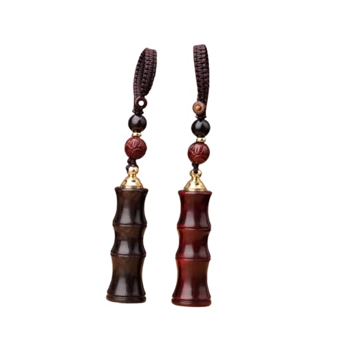 EUHELOPA メモリアルグッズ キーホルダー 2色 ペンダント ストラップ 御守り ペット 分骨 骨壷 木製 犬 猫 手元供養 産毛 アクセサリー ケース 記念品 ペット仏具 男女兼用 檀木 ギフト (B-レッド)