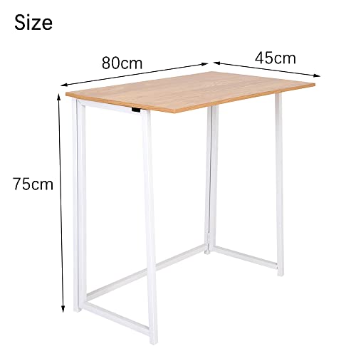 H&H Happy Home Faltbar Tisch Schreibtisch Computertisch klappbar für Homeoffice Büro Arbeitszimmer Metallgestell weiß… – Bild 3