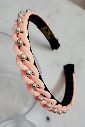 Image of Neon Peach Chain Plastic Hairbands /Headbands for Girls & Women (Set of 1)
