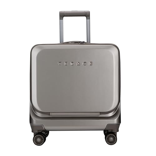Image of Verage Luxe Leader 16.5 inch inch Cabin Size Carry On Laptop Overnighter Pilot Luggage with Trolley & 360º Rotating 4 Wheels (Champagne)