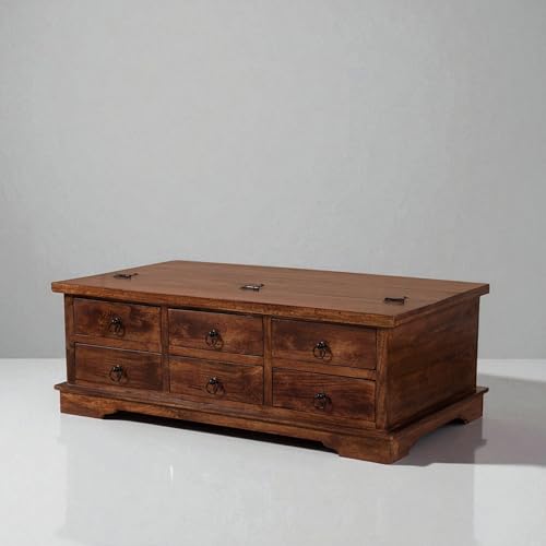 Image of The Attic Leamington Coffee Table, Coffee Table for Living Room, Solid Wood Centre Table, Honey Matte Finish
