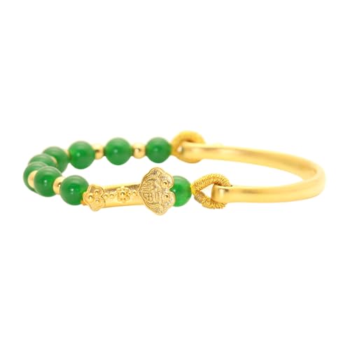 Image of Fashion 18K Gold Plated Lucky Wish Arm Band Cuff Bracelet Faux Jade Stone Bracelet
