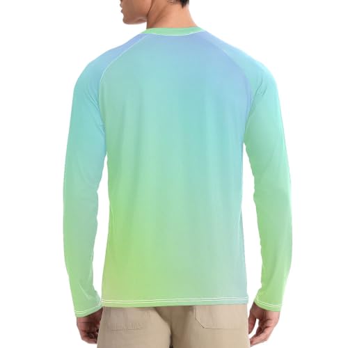 Rash guard hombre de cuello redondo manga larga running multicolor gradiente y proteccion UV 2