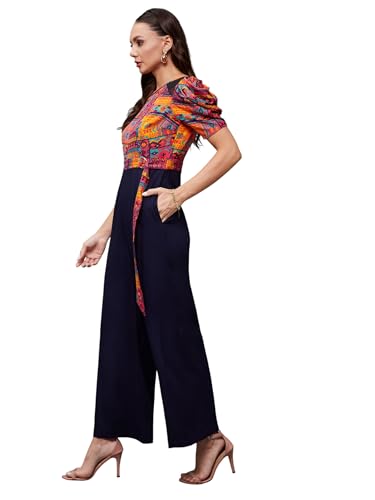 Image of Miss Chase Women's Keyhole Neck Regular Sleeve Regular Length Jumpsuit with Pockets