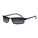 Mens Narrow Warp Rectangle Sport Mob Metal Rim Sunglasses Black Smoke