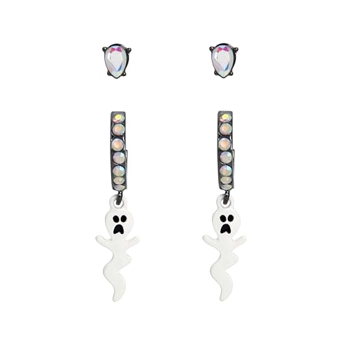 Betsey Johnson Womens Ghost Charm Huggie Duo Earring Set2