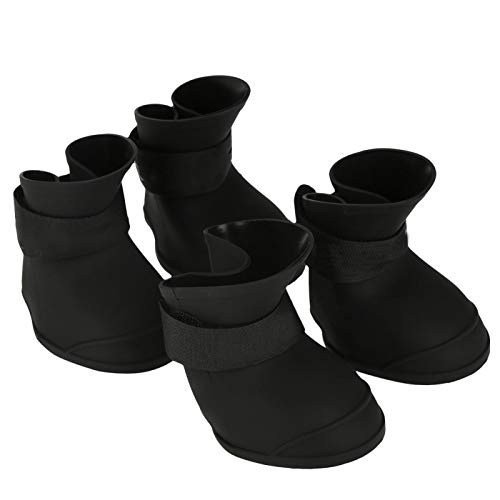 Gloglow 4Pcs Pet Dog Boots, Pet Dog Puppy Silicone Fashionable Pet Dog Cute Waterproof Boots Anti Slip Protective Rain Shoes Anti Slip Puppy Pet Dog Walking Shoes(M Black) #TOP6