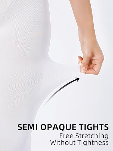 Image of Women's 80 Denier Semi Opaque Tights High Waist Soft Solid Color Footed Pantyhose