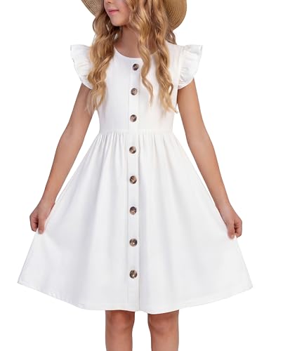 Arshiner Girls A-Line Button Down Sundress (4-12 Years)