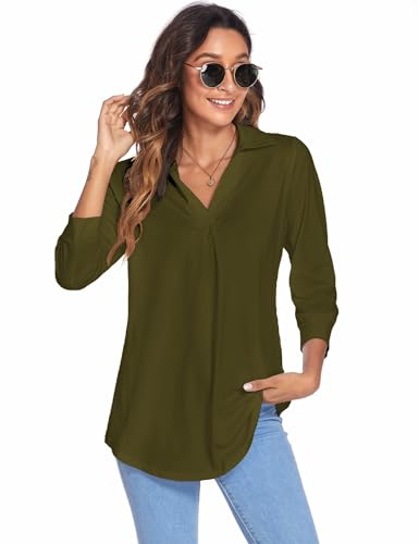 Image of Newchoice Womens 3 /4 Sleeve Shirts Business Casual Tops