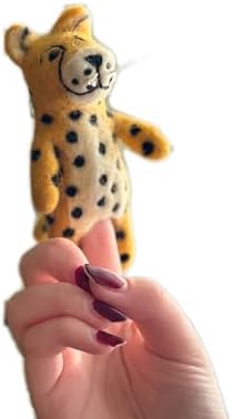 Handmade Felt Cheetah Finger Puppet for Storytelling & Educational Play, Felt Cheetah Finger Puppets, Safari Animal Finger Puppets, Fair Trade Wool Toy for Kids, Unique Handmade Gift for Children image 5