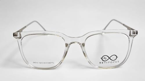 Image of Soft Square Optical Eyeglass Frame for Men & Women, Front with Metal Temples, Clear Demo Lenses, Lightweight Mixed Material Frame, Ribbed Temple Design for Prescription Lens Replacement