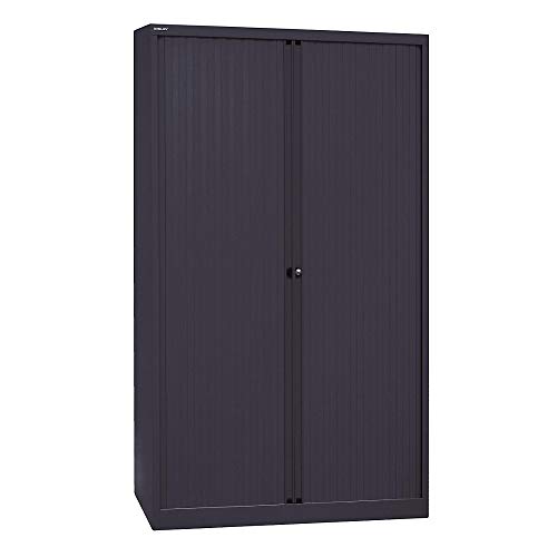 Armadio EuroTambour 4 Ripiani 5 OH Larghezza 1200 mm Acciaio 5633 Tapparella Corpo 43 x 120 x 198 cm nero