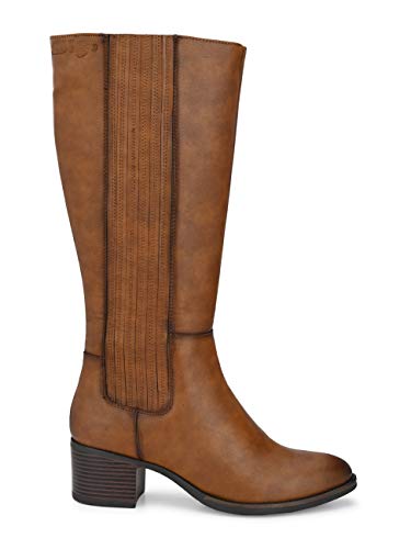 Image of Delize Tan Womens Mid Heel Knee Boots