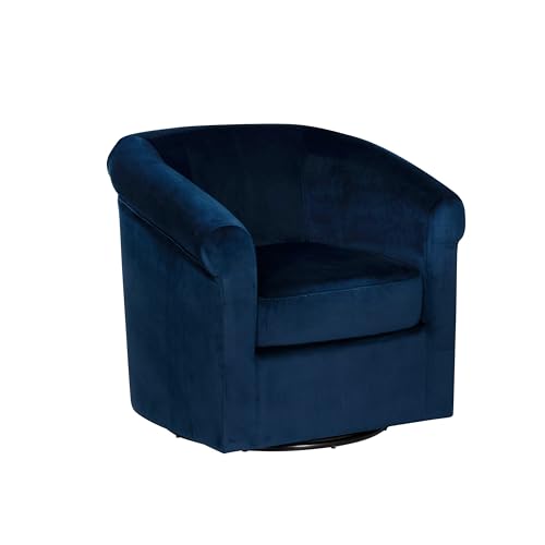 Powell Karlee Navy Blue Velvet Upholstered Swivel Accent Chair