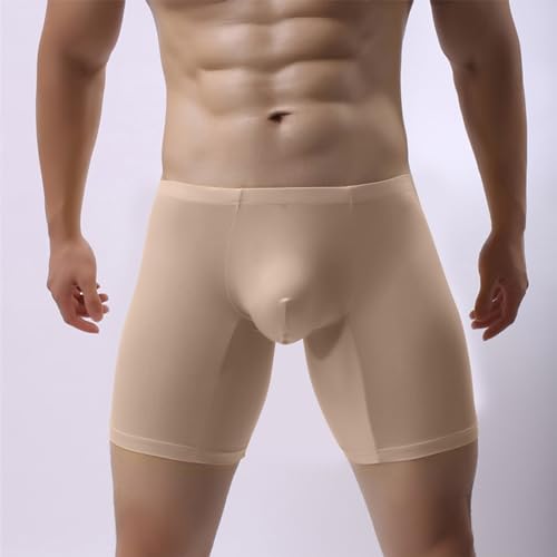 Pouch-Enhancing Boxer Briefs for Men Athletic Anti-Chafe Long Leg Boxers Sexy Solid Color Ball Pouch Underwear2