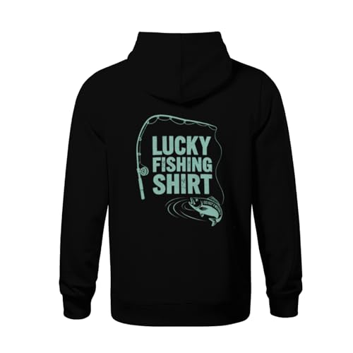 Kids Lucky Fishing Shirt Boys Girls Lightweight Kangaroo Pocket Fleece Hoodies3