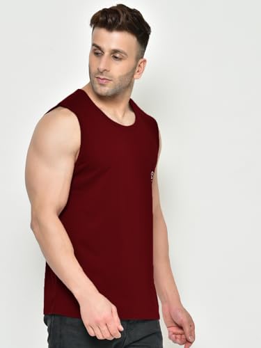 Image of CHKOKKO Tank Tops Sleeveless T-Shirt for Men Gym Wear Vest Solid Stylish Round Neck Running Sando for Sports Workout Fitness & Casual or Beach Wear
