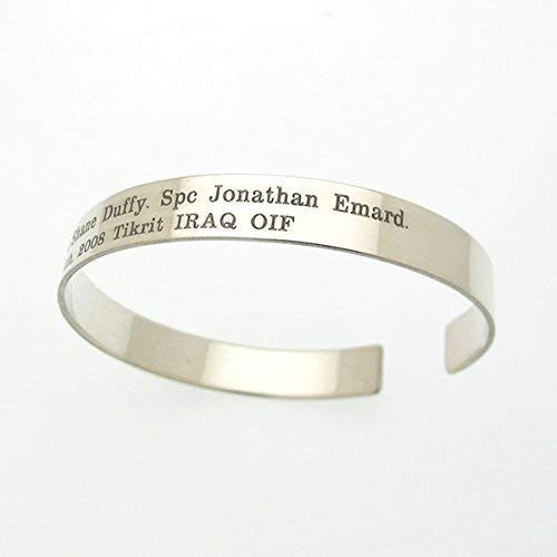 Custom Military Bracelets - Us Army Memorial Bracelet - Personalized Ranger Bracelet - Gift For Army Husband - Gift For Soldier, Sterling Silver Cuff #TOP3