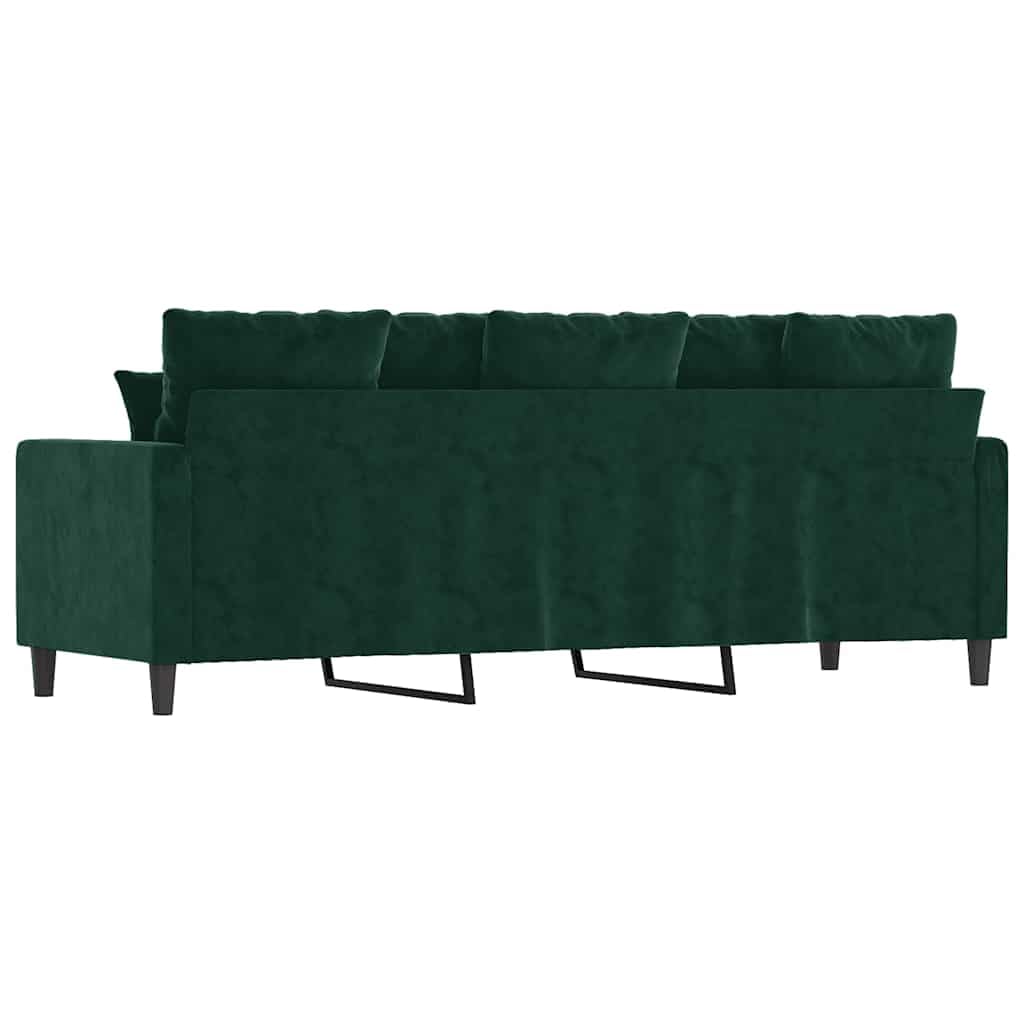 Divano a 3 Posti in Velluto Verde Scuro 198 cm per Soggiorno | Elegante imbottitura con telaio in metallo stabile e morbido rivestimento per arredare il salotto con stile.