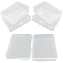 6 Pcs Mini Clear Plastic Storage Containers Boxes, Small Rectangle Box for Collecting Small Items, Beads, Game Pieces, Business Cards, Crafts Accessories 4.53 x 3.35 x 1.1 Inch