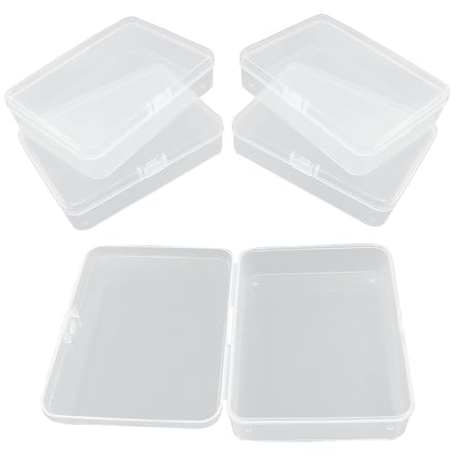 Image of 6 Pcs Mini Clear Plastic Storage Containers Boxes, Small Rectangle Box for Collecting Small Items, Beads, Game Pieces, Business Cards, Crafts Accessories (4.53 x 3.35 x 1.1 Inch)