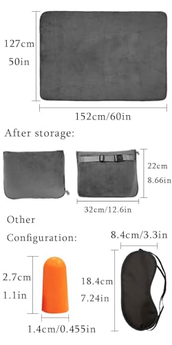 ZHYUAN Reisekissen & Reisedecke 2 in 1,Kissen Decke 2 in 1,mit Augenmasken und Ohrstöpsel,Reisedecke Kissen 2 In 1,Flugzeugdecke mit weichem Kopfkissenbezug,für Urlaub,Büro,Zuhause,Geschäftsreisen