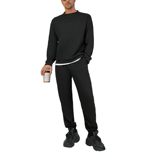 Men Tracksuit 2 Piece Long Sleeve Pullover Outfits Casual Sweatshirt & Jogging Sport Suit Sets with Pockets