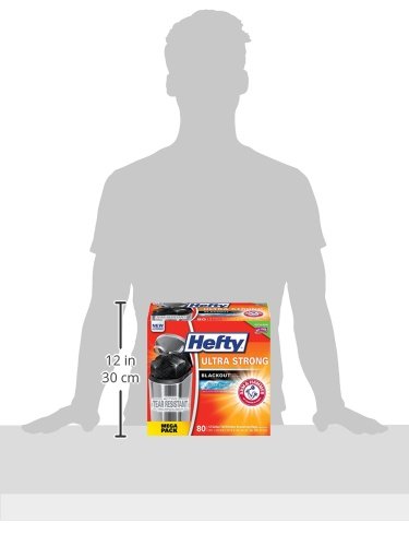 Hefty Ultra Strong Tall Kitchen Trash Bags, Blackout, Clean Burst, 13 Gallon, 80 Count