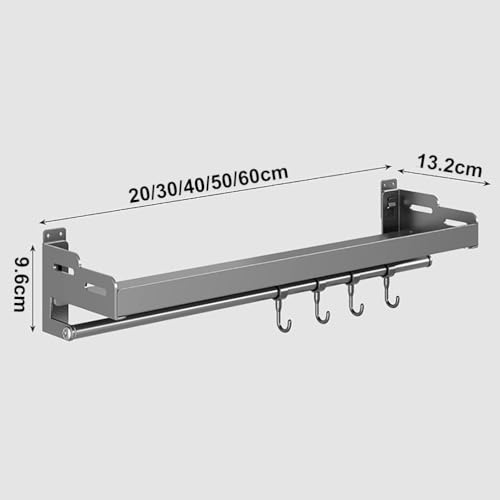 Scaffale da cucina in acciaio inox con porta rotolo, ganci e portaspezie, senza trapano, per appendere utensili e spezie