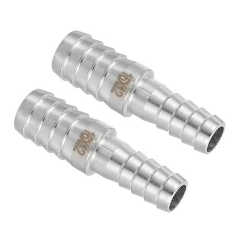uxcell 2Pcs 5/8" to 15/32" Hose Barb Reducer Pipe Fitting, 304 SS, Silver