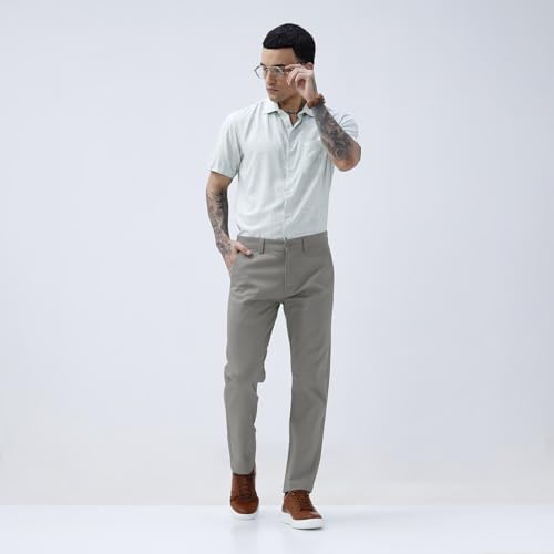 Image of BASICS Premium Cotton Stretch Formal Trousers for Men | Office Pants
